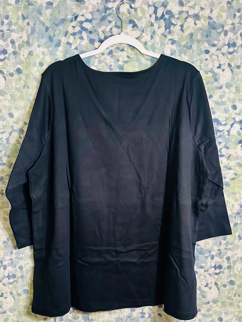 Isaac Mizrahi Live Black Pima Cotton V Neck Tunic Top 3X - Picture 3 of 4